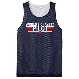 Worlds Okayest Pilot Funny Aviator Aviation Flying Mesh Reversible Basketball Jersey Tank