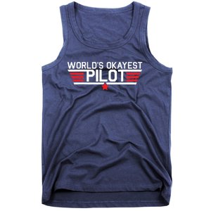 Worlds Okayest Pilot Funny Aviator Aviation Flying Tank Top