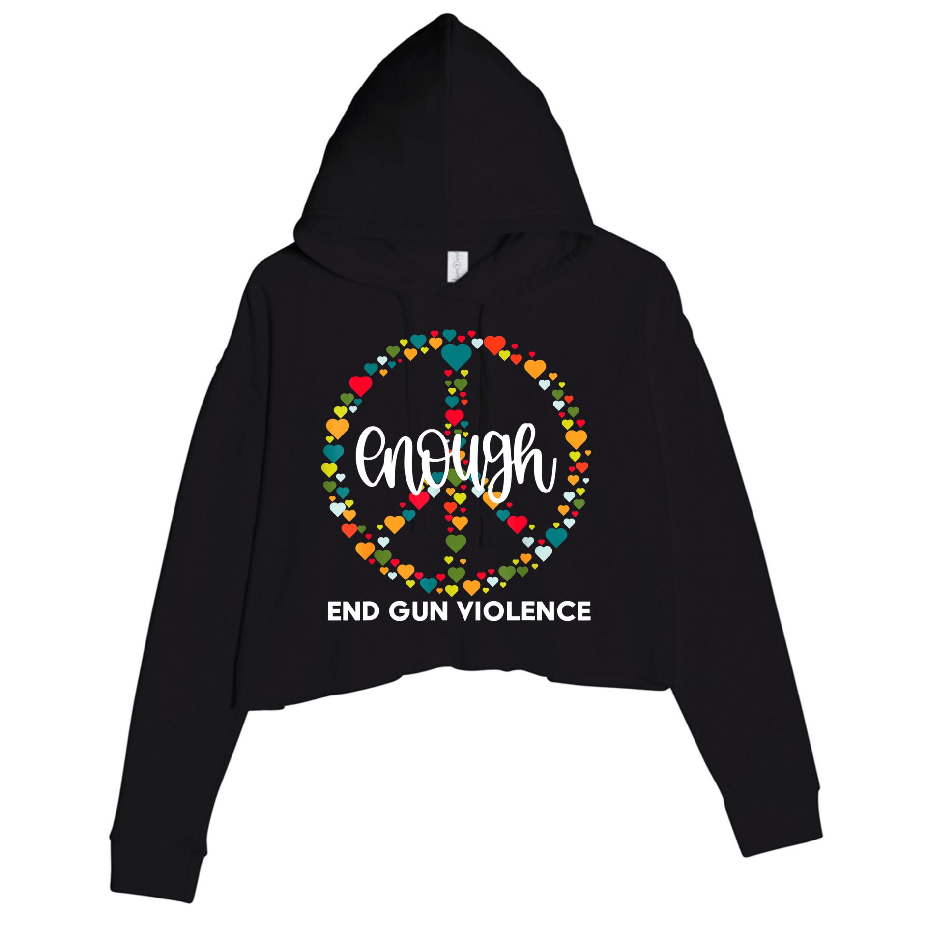 Wear Orange Peace Sign Enough End Gun Violence Crop Fleece Hoodie