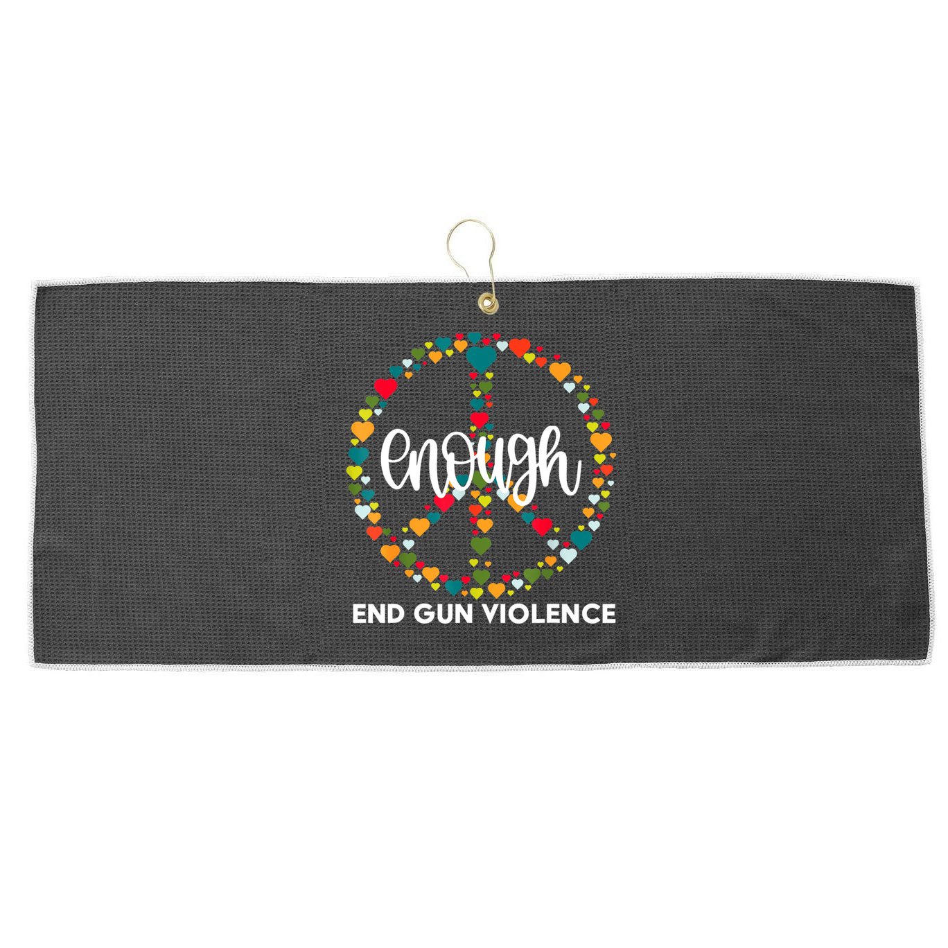 Wear Orange Peace Sign Enough End Gun Violence Large Microfiber Waffle Golf Towel