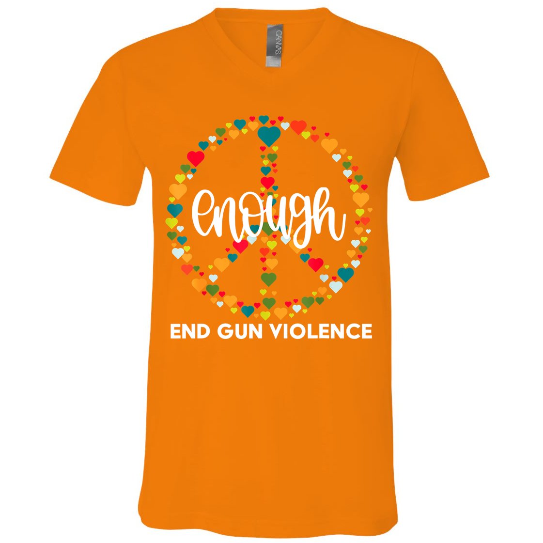 Wear Orange Peace Sign Enough End Gun Violence V-Neck T-Shirt
