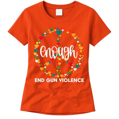 Wear Orange Peace Sign Enough End Gun Violence Womens T-Shirt
