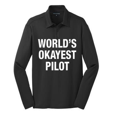 Worlds Okayest Pilot Silk Touch Performance Long Sleeve Polo