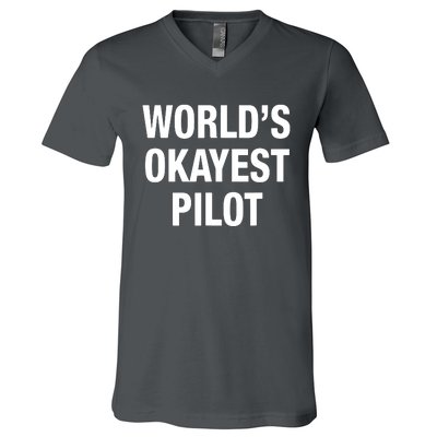 Worlds Okayest Pilot V-Neck T-Shirt