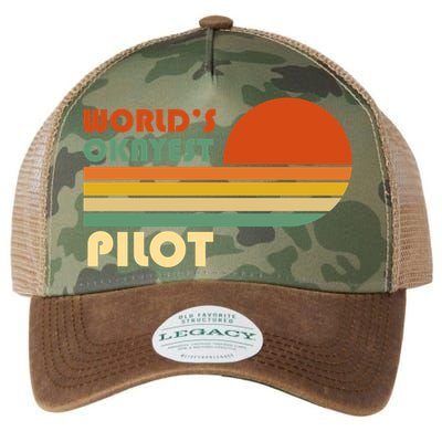 Worlds Okayest Pilot Funny Retro Funny Gift Legacy Tie Dye Trucker Hat
