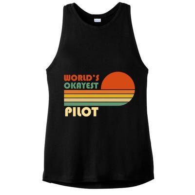 Worlds Okayest Pilot Funny Retro Funny Gift Ladies PosiCharge Tri-Blend Wicking Tank