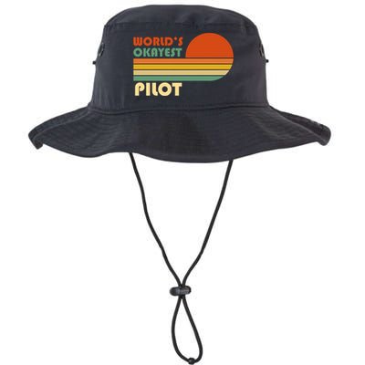 Worlds Okayest Pilot Funny Retro Funny Gift Bucket Hat