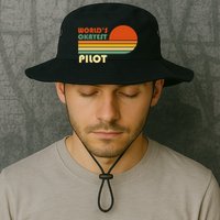 Worlds Okayest Pilot Funny Retro Funny Gift Bucket Hat