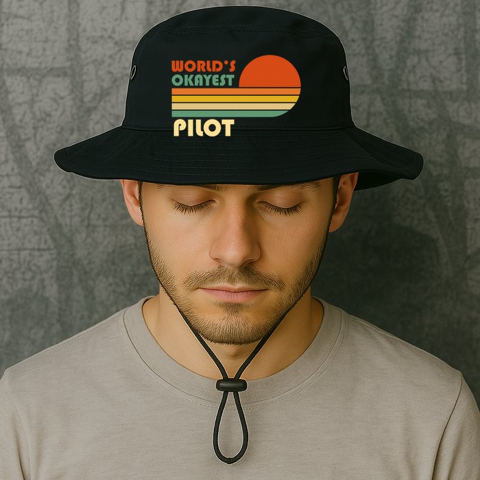 Worlds Okayest Pilot Funny Retro Funny Gift Bucket Hat