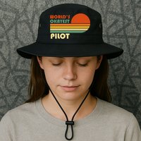 Worlds Okayest Pilot Funny Retro Funny Gift Bucket Hat