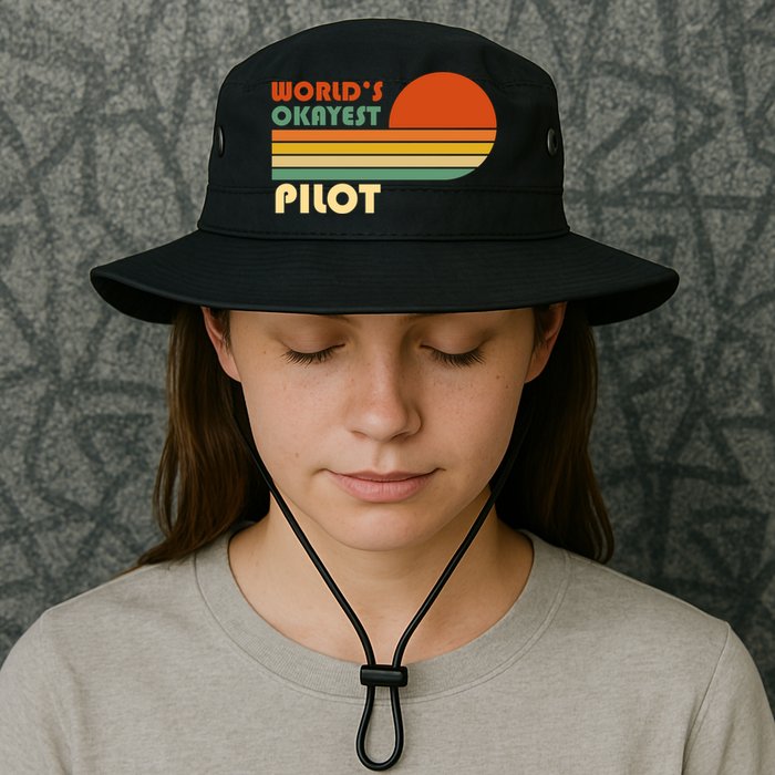Worlds Okayest Pilot Funny Retro Funny Gift Bucket Hat