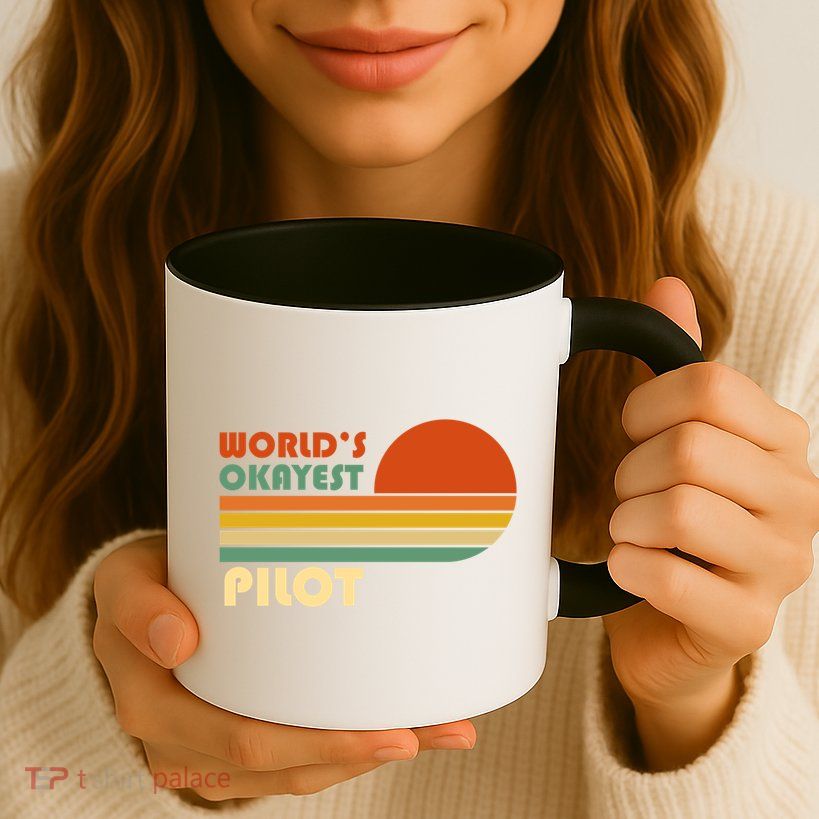 Worlds Okayest Pilot Funny Retro Funny Gift Mug