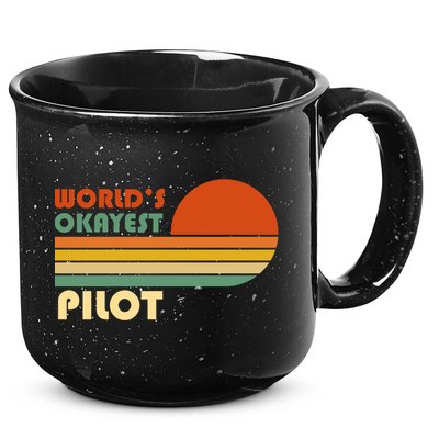 Worlds Okayest Pilot Funny Retro Funny Gift 15oz Campfire Ceramic Mug