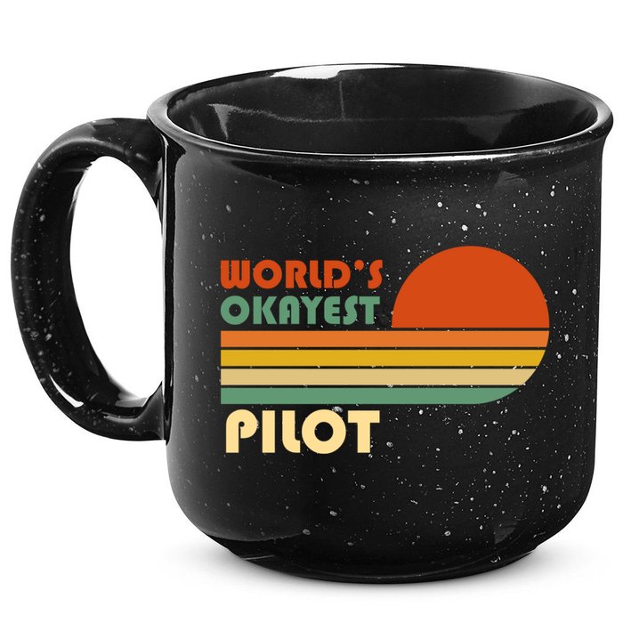 Worlds Okayest Pilot Funny Retro Funny Gift 15oz Campfire Ceramic Mug