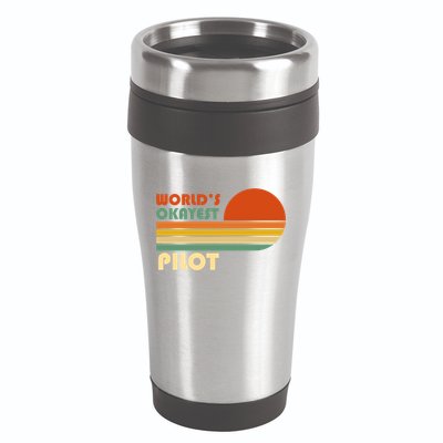 Worlds Okayest Pilot Funny Retro Funny Gift 16oz Travel Tumbler