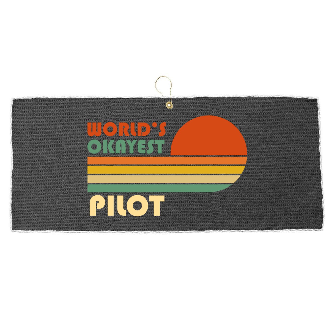 Worlds Okayest Pilot Funny Retro Funny Gift Large Microfiber Waffle Golf Towel