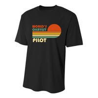 Worlds Okayest Pilot Funny Retro Funny Gift Youth Performance Sprint T-Shirt