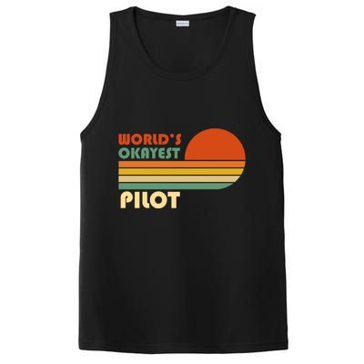 Worlds Okayest Pilot Funny Retro Funny Gift PosiCharge Competitor Tank