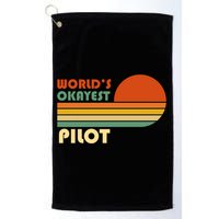 Worlds Okayest Pilot Funny Retro Funny Gift Golf Towel