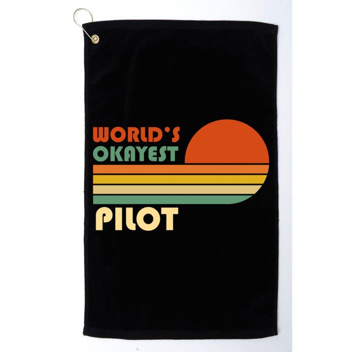 Worlds Okayest Pilot Funny Retro Funny Gift Golf Towel