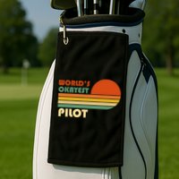 Worlds Okayest Pilot Funny Retro Funny Gift Golf Towel