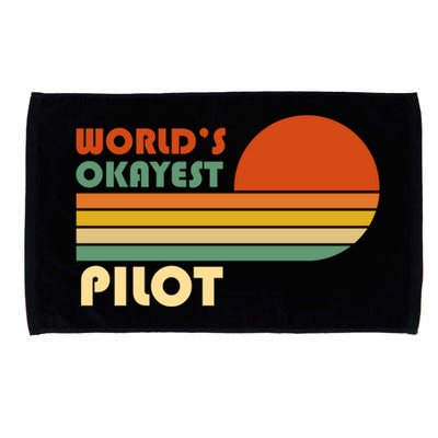 Worlds Okayest Pilot Funny Retro Funny Gift Microfiber Hand Towel