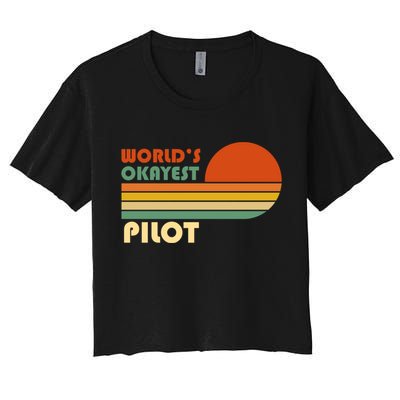 Worlds Okayest Pilot Funny Retro Funny Gift Crop Top