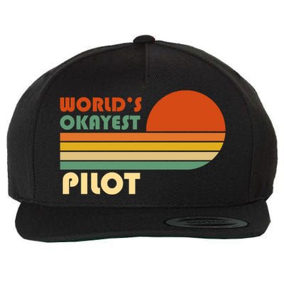 Worlds Okayest Pilot Funny Retro Funny Gift Wool Snapback Cap