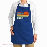 Worlds Okayest Pilot Funny Retro Funny Gift Apron
