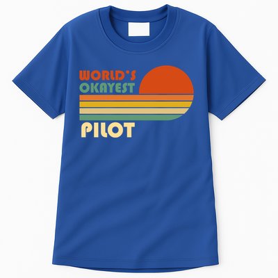 Worlds Okayest Pilot Funny Retro Funny Gift Tall T-Shirt