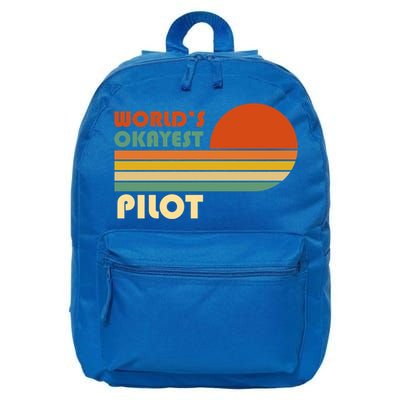 Worlds Okayest Pilot Funny Retro Funny Gift 16 in Basic Backpack