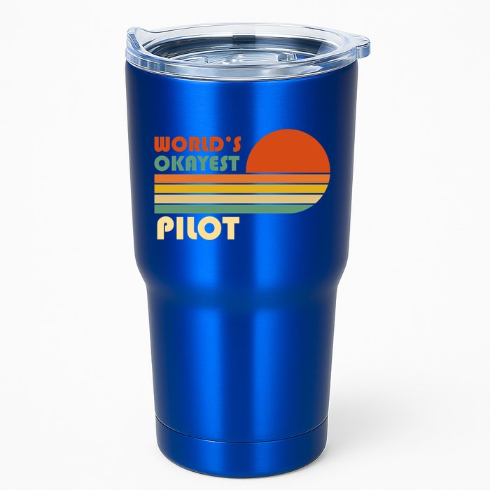 Worlds Okayest Pilot Funny Retro Funny Gift Tumbler
