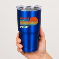 Worlds Okayest Pilot Funny Retro Funny Gift Tumbler