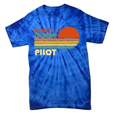 Worlds Okayest Pilot Funny Retro Funny Gift Tie-Dye T-Shirt