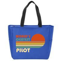 Worlds Okayest Pilot Funny Retro Funny Gift Zip Tote Bag