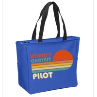 Worlds Okayest Pilot Funny Retro Funny Gift Zip Tote Bag
