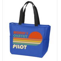 Worlds Okayest Pilot Funny Retro Funny Gift Zip Tote Bag