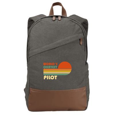 Worlds Okayest Pilot Funny Retro Funny Gift Cotton Canvas Backpack