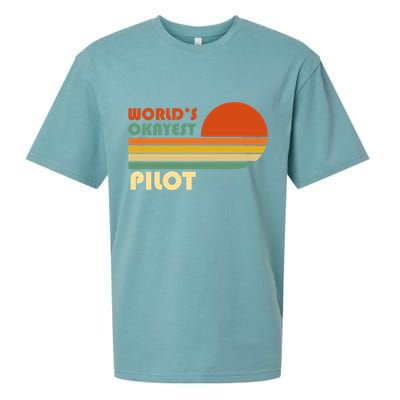 Worlds Okayest Pilot Funny Retro Funny Gift Sueded Cloud Jersey T-Shirt