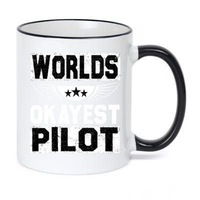 Worlds Okayest Pilot Funny Retro Vintage Flying Aviation Gift 11oz Black Color Changing Mug