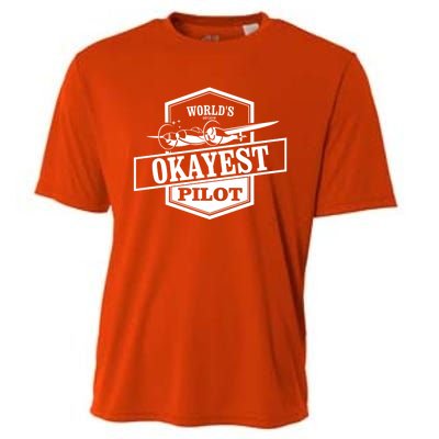 Worlds Okayest Pilot Funny Flying Gift Cooling Performance Crew T-Shirt