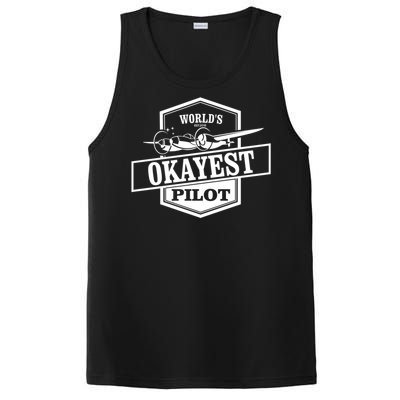 Worlds Okayest Pilot Funny Flying Gift PosiCharge Competitor Tank