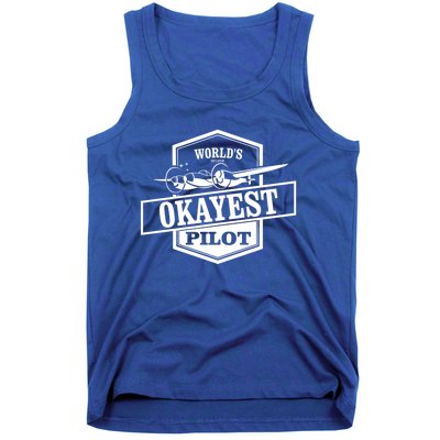 Worlds Okayest Pilot Funny Flying Gift Tank Top