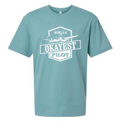 Worlds Okayest Pilot Funny Flying Gift Sueded Cloud Jersey T-Shirt