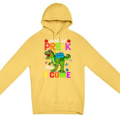 Watch Out PreK Here I Come Dinosaurs Back To School Funny Gift Premium Pullover Hoodie