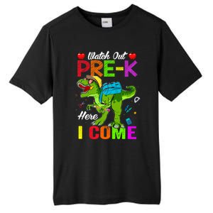 Watch Out PreK Here I Come Dinosaurs Back To School Funny Gift Tall Fusion ChromaSoft Performance T-Shirt