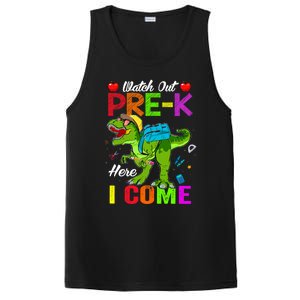 Watch Out PreK Here I Come Dinosaurs Back To School Funny Gift PosiCharge Competitor Tank