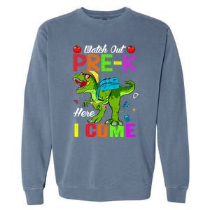 Watch Out PreK Here I Come Dinosaurs Back To School Funny Gift Garment-Dyed Sweatshirt