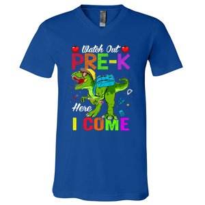 Watch Out PreK Here I Come Dinosaurs Back To School Funny Gift V-Neck T-Shirt