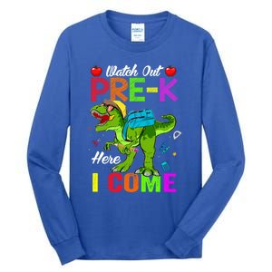 Watch Out PreK Here I Come Dinosaurs Back To School Funny Gift Tall Long Sleeve T-Shirt